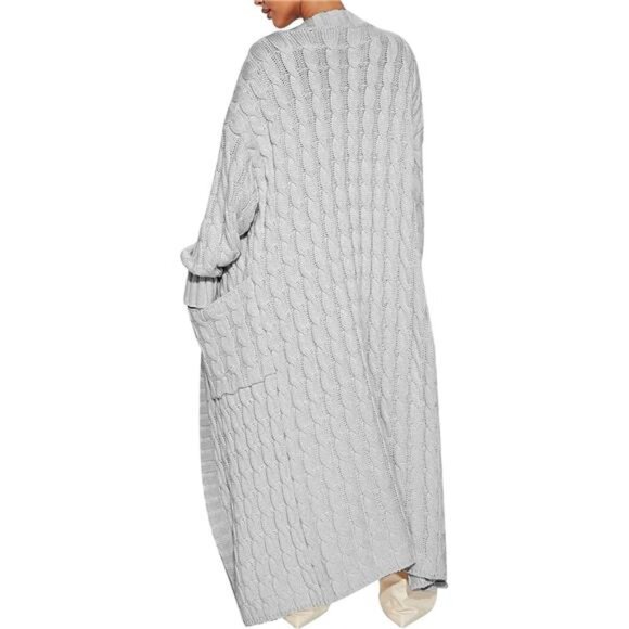 Womens Long Cardigan Sweaters Trendy Grey - Picture 4 of 5